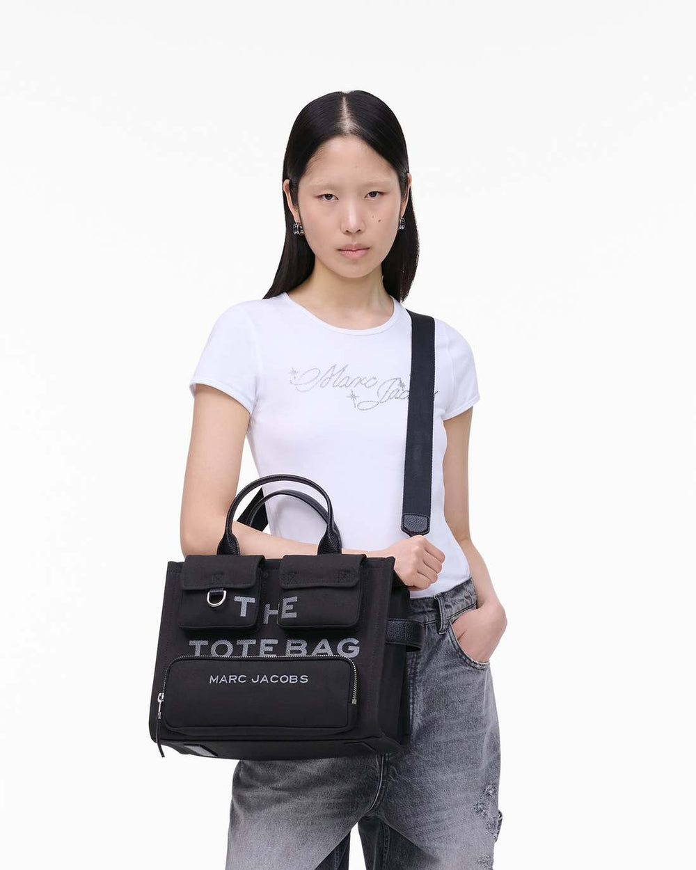 The Cargo Canvas Medium Tote Bag Black