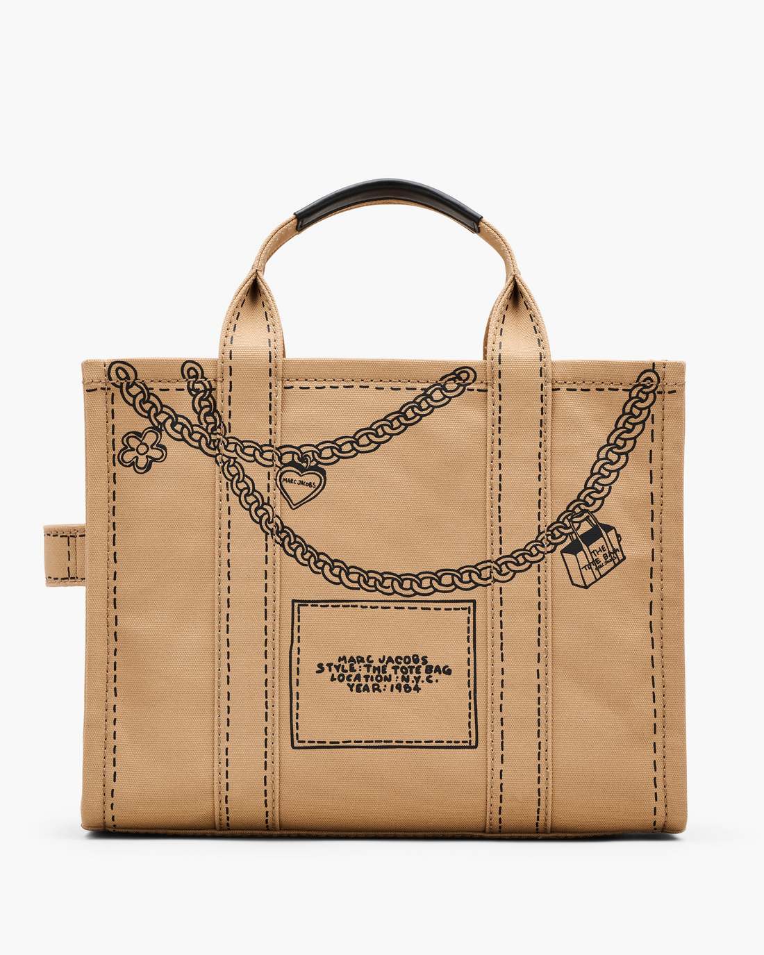 The Trompe L'Oeil Charm Canvas Medium Tote Bag Camel Multi