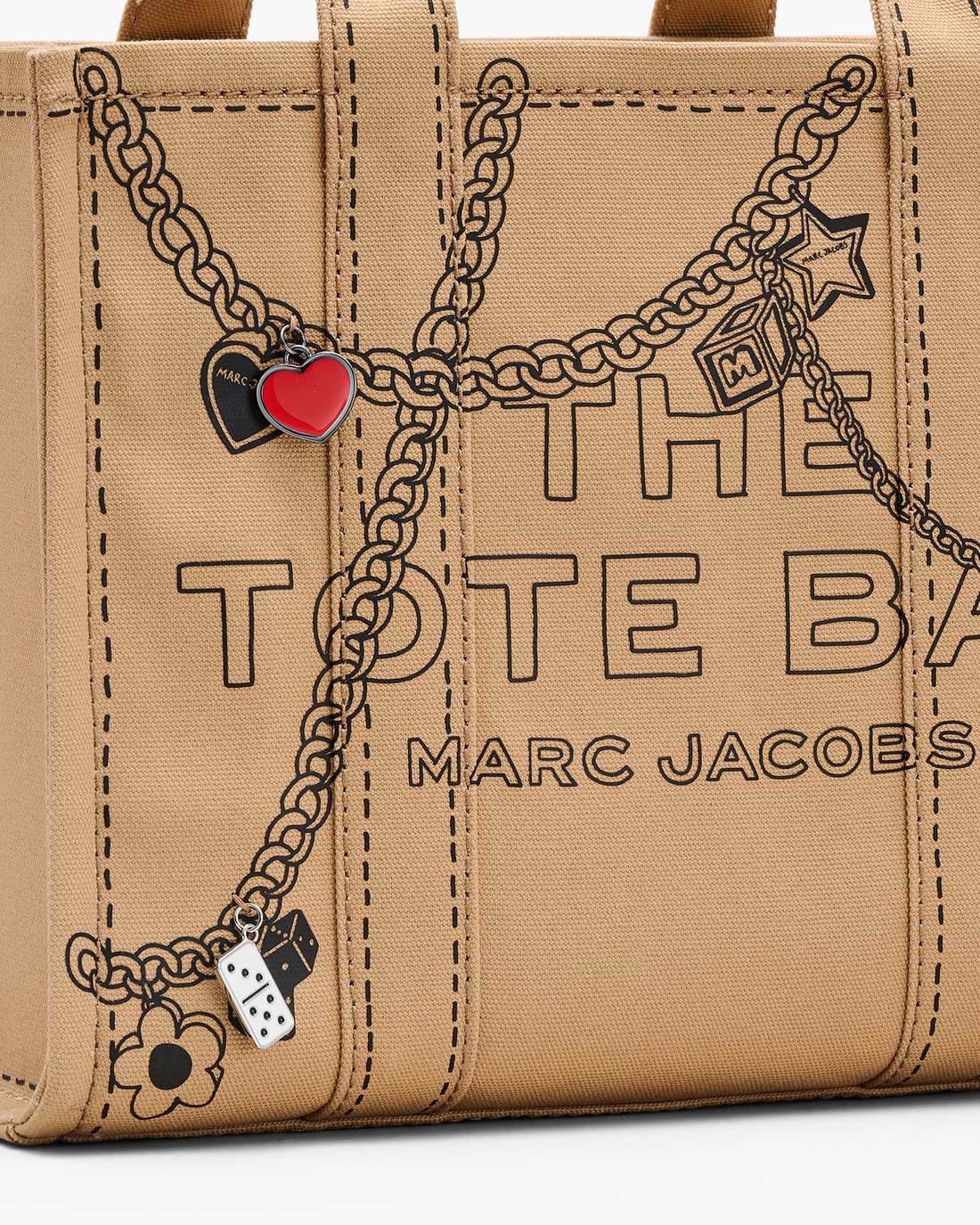 The Trompe L'Oeil Charm Canvas Medium Tote Bag Camel Multi