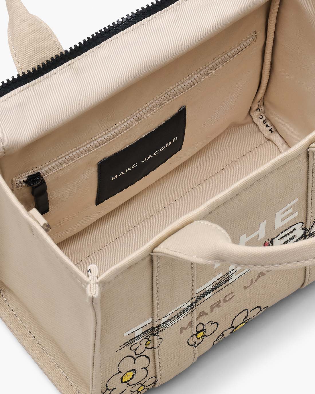 The Daisy Doodle Canvas Small Tote Bag Beige Multi