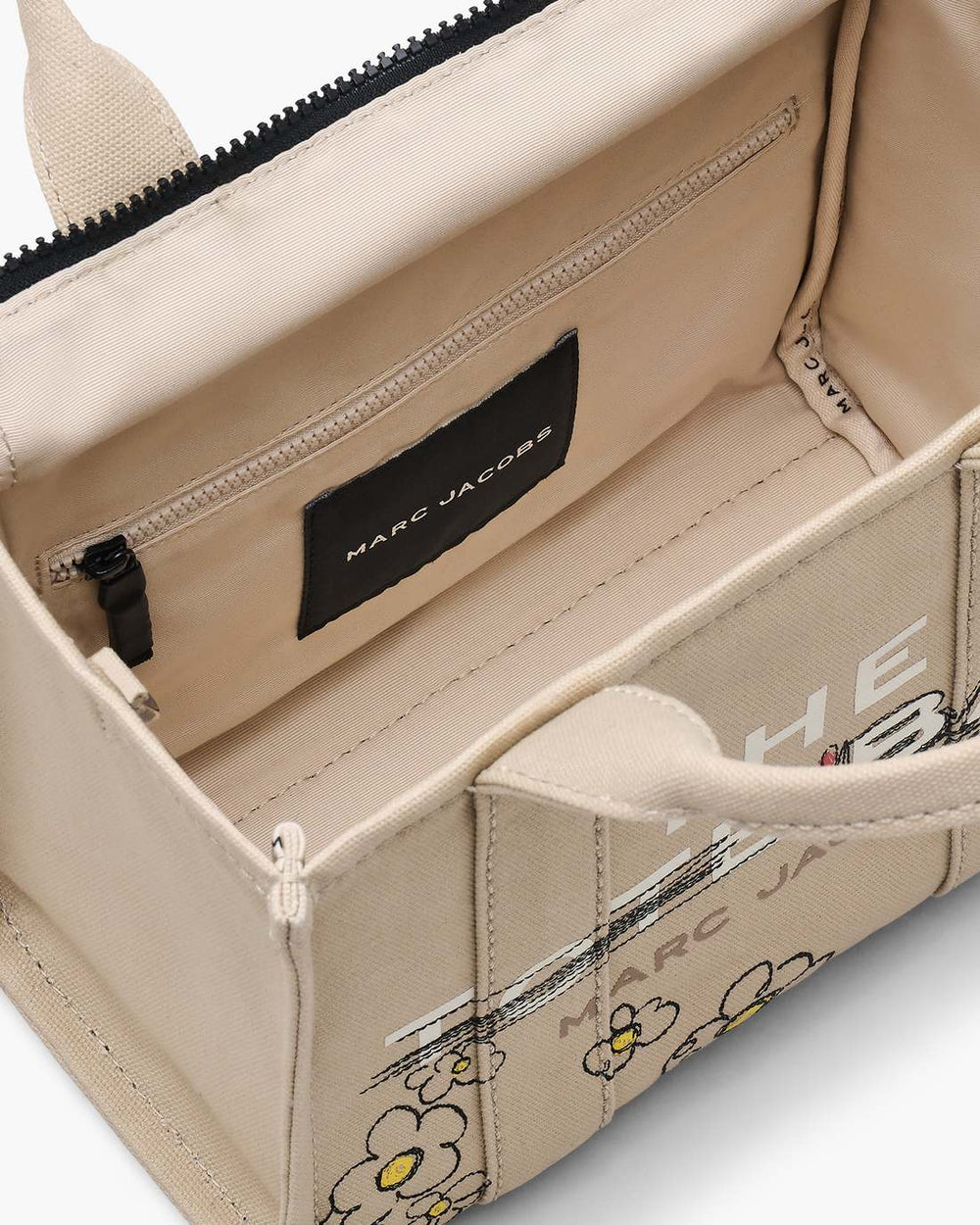 The Daisy Doodle Canvas Small Tote Bag Beige Multi