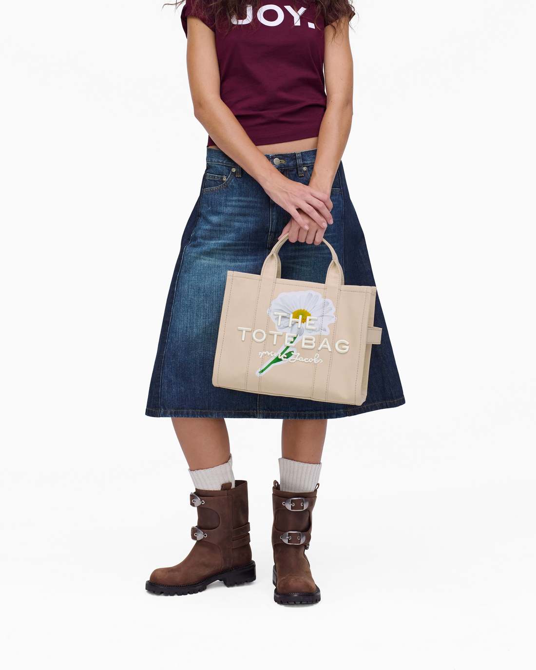 The Daisy Script Canvas Medium Tote Bag Cloud White Multi