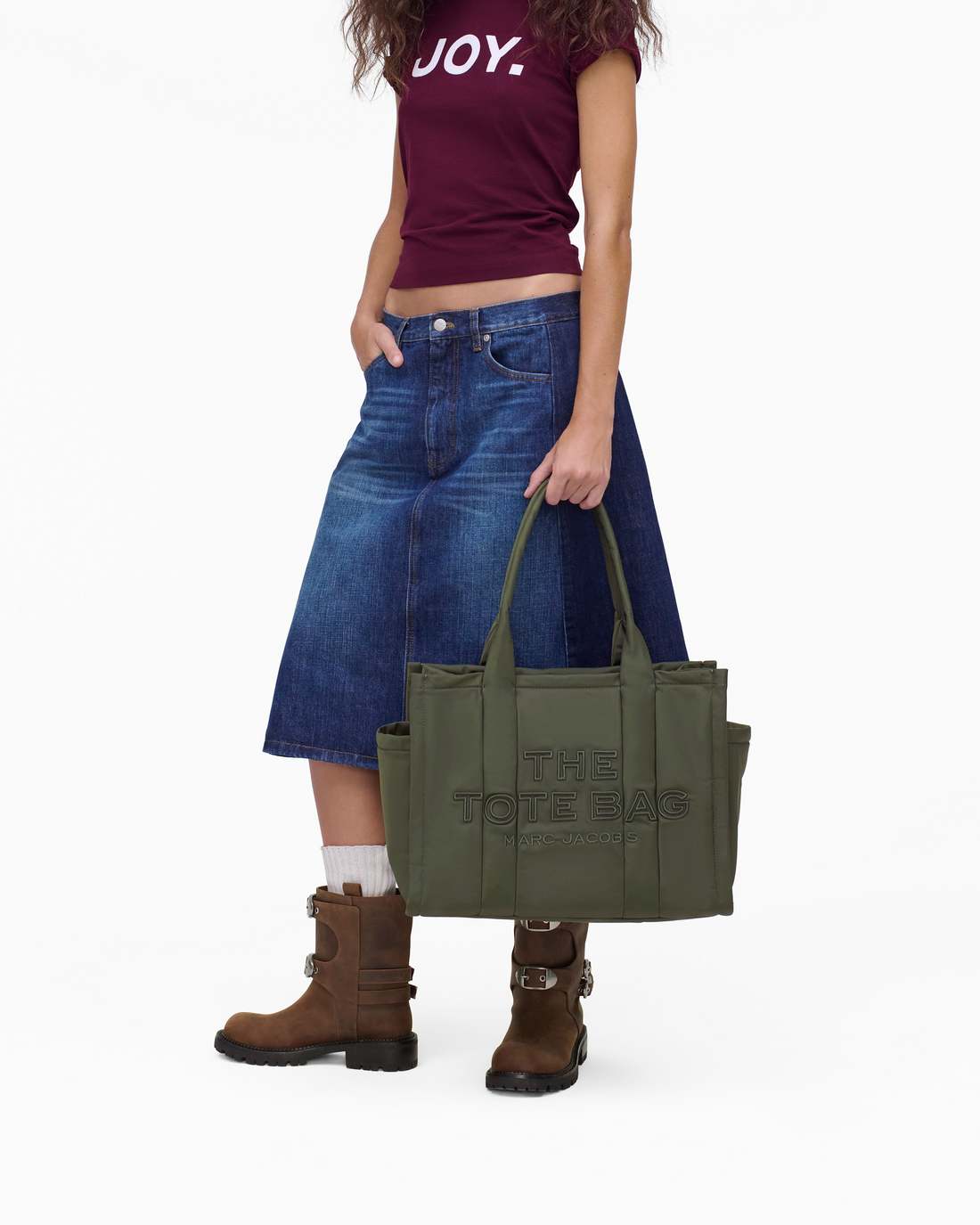 The Puffy Nylon Large Tote Bag Army Green