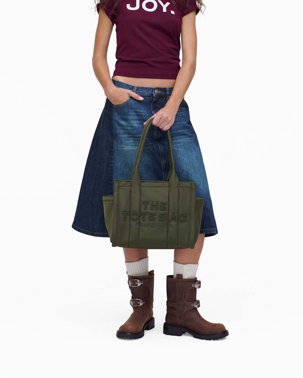 The Puffy Nylon Medium Tote Bag Army Green