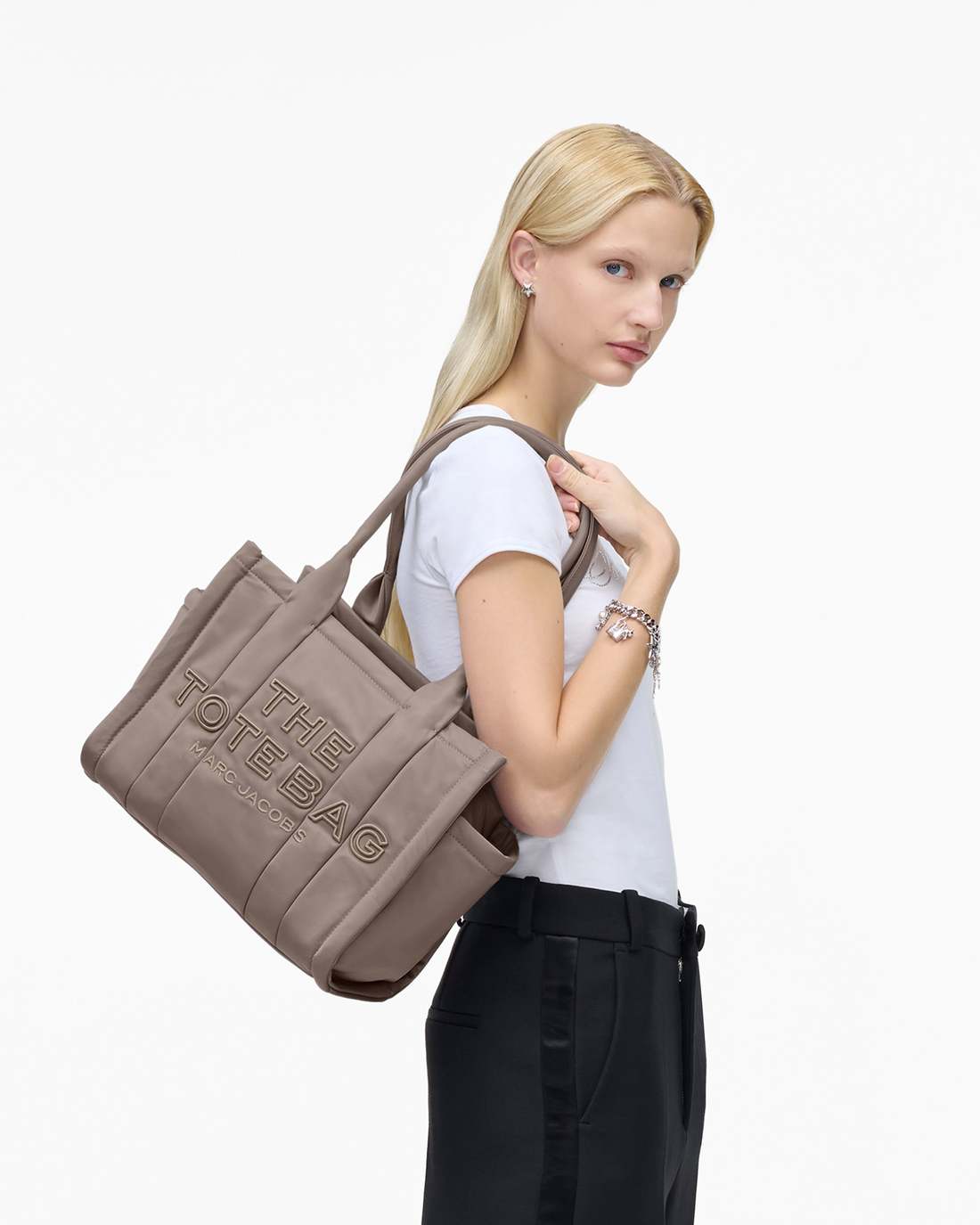 The Puffy Nylon Medium Tote Bag Cement