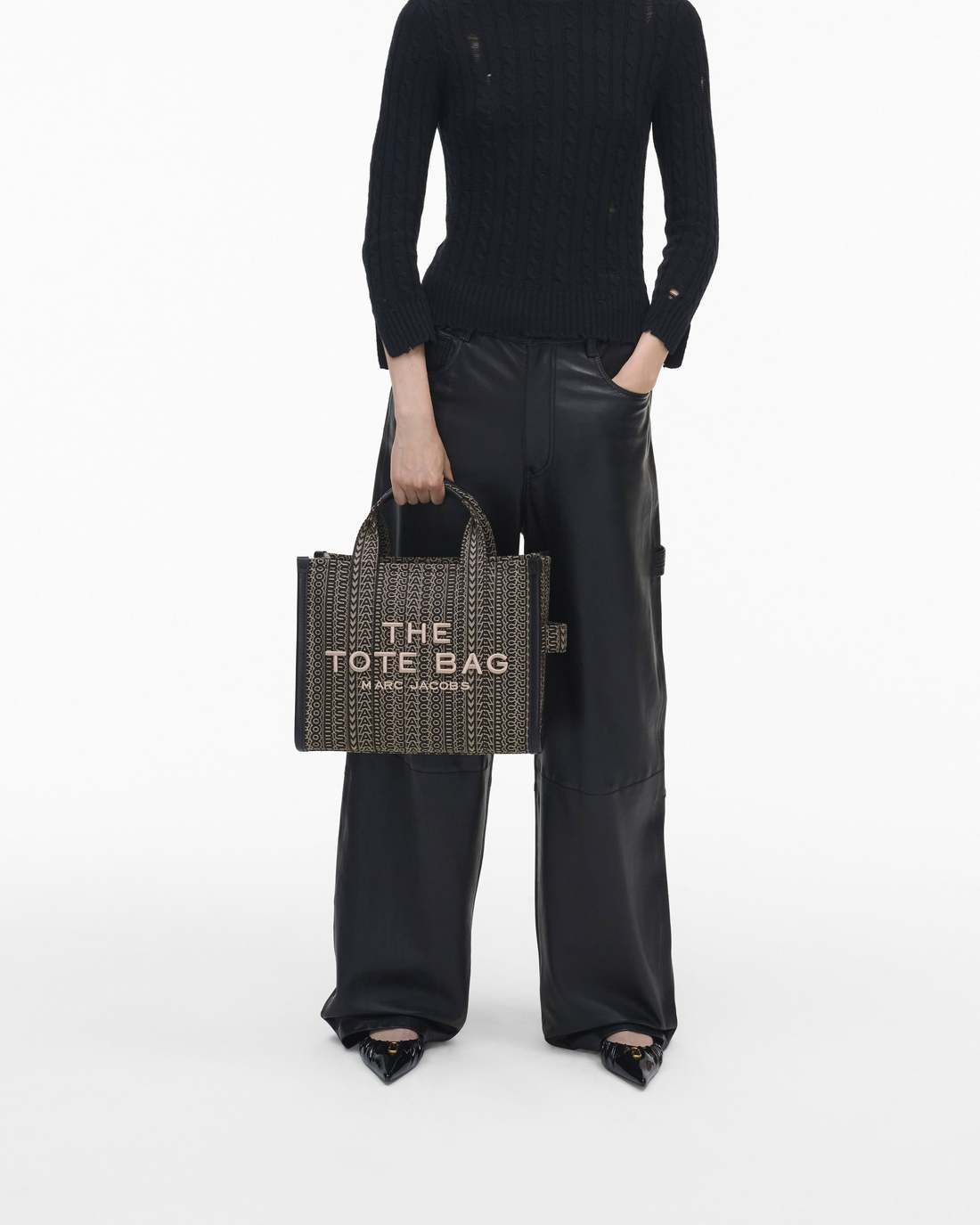 The Monogram Jacquard Medium Tote Bag Beige Multi