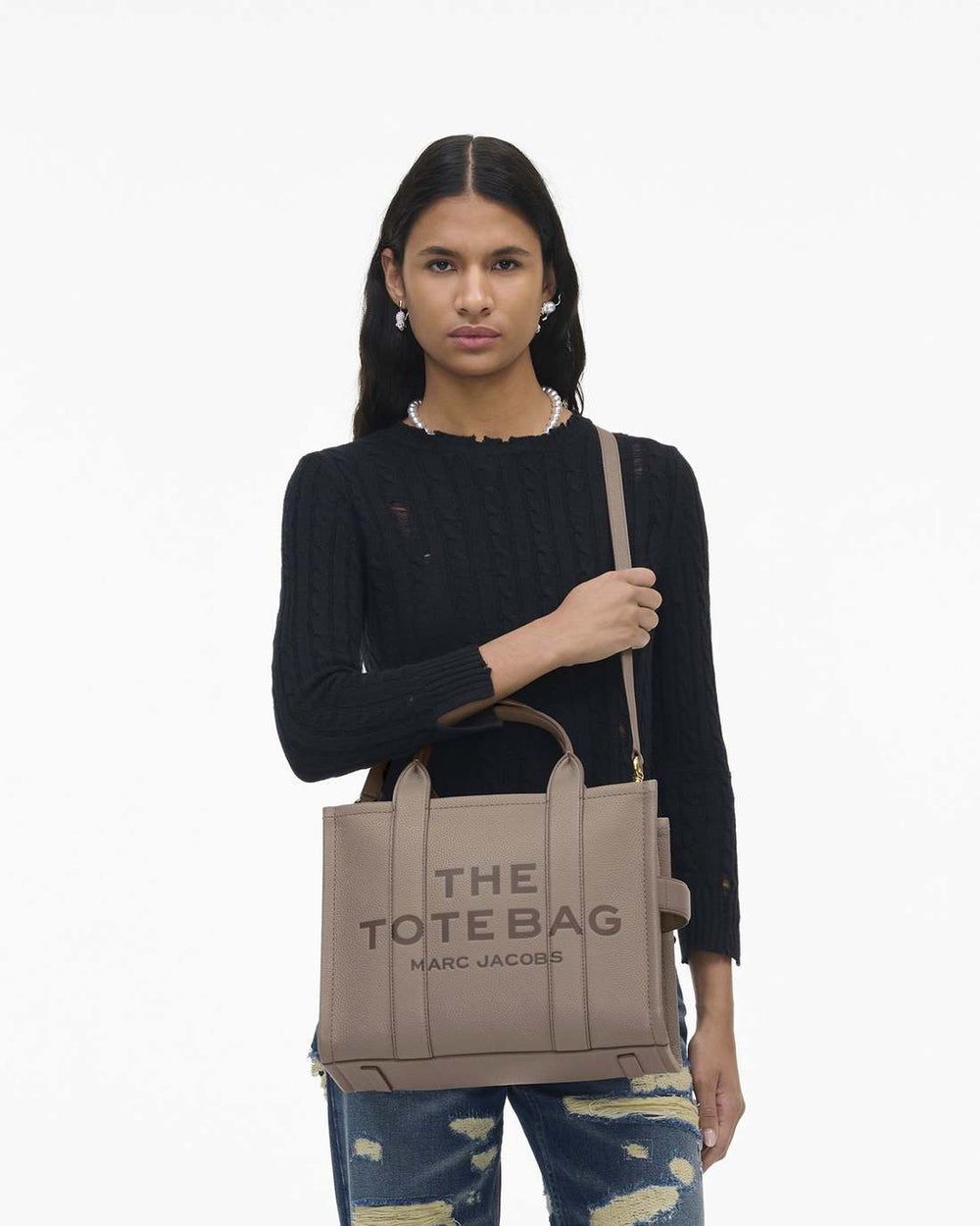 The Leather Medium Tote Bag Cement