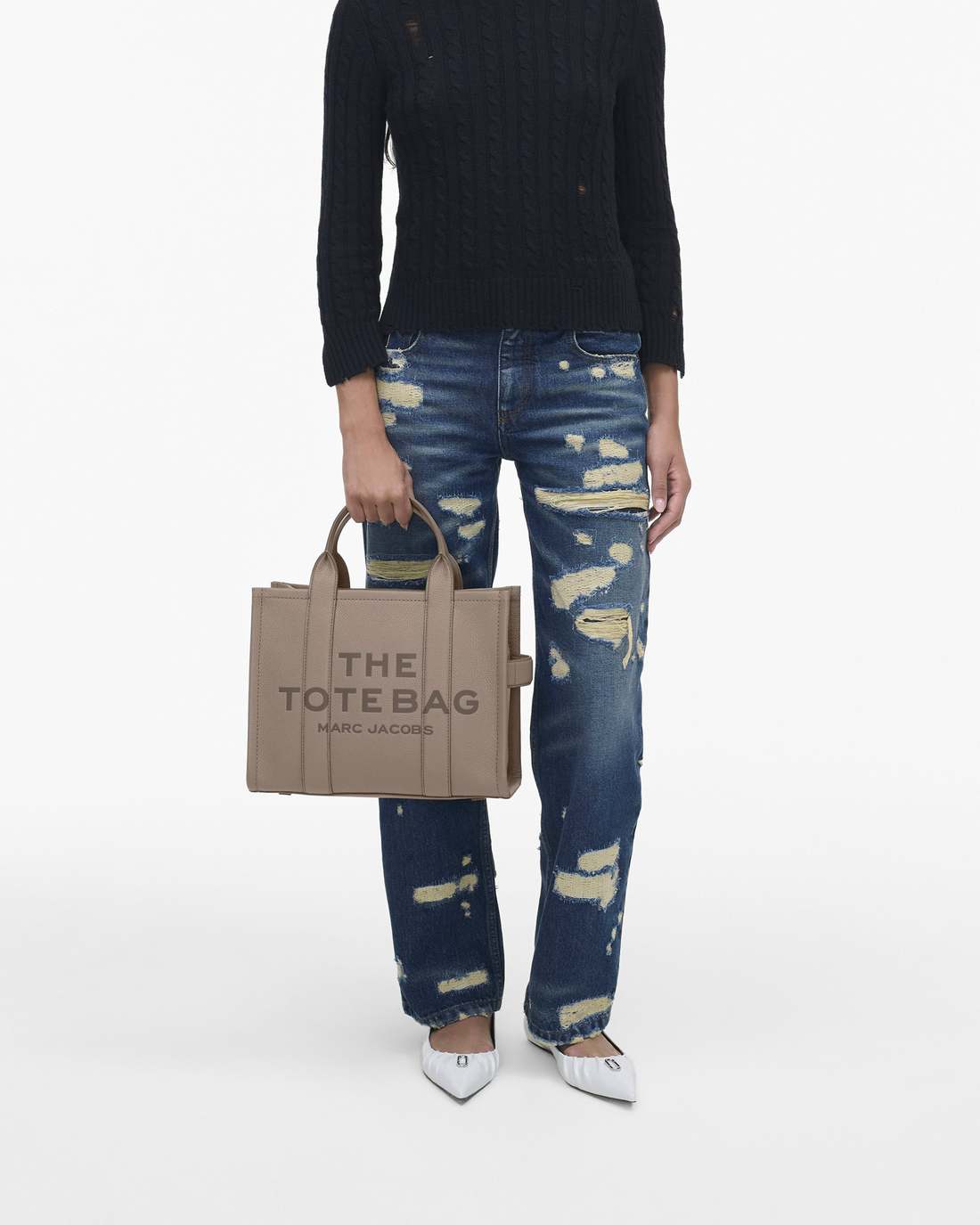 The Leather Medium Tote Bag Cement