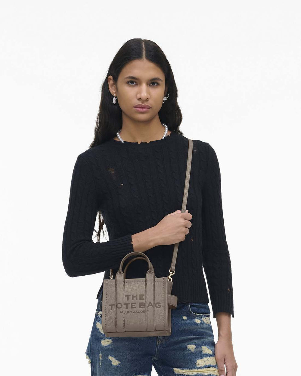 The Leather Crossbody Tote Bag Cement