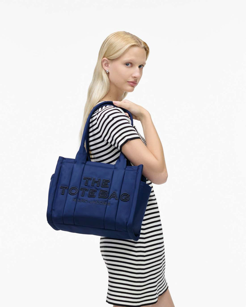 The Puffy Nylon Medium Tote Bag Blue Sea