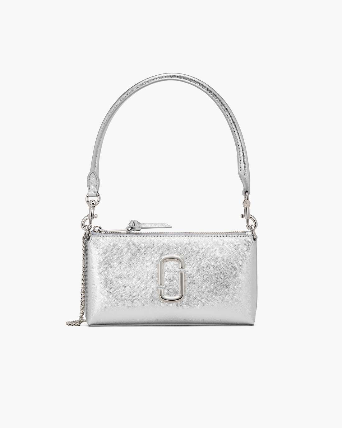 The Metallic Snapshot Convertible Shoulder Bag Silver