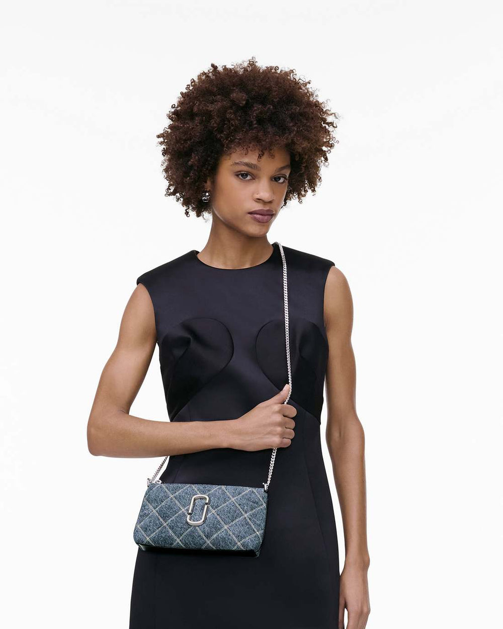 The Quilted Denim Snapshot Convertible Shoulder Bag Light Wash Indigo