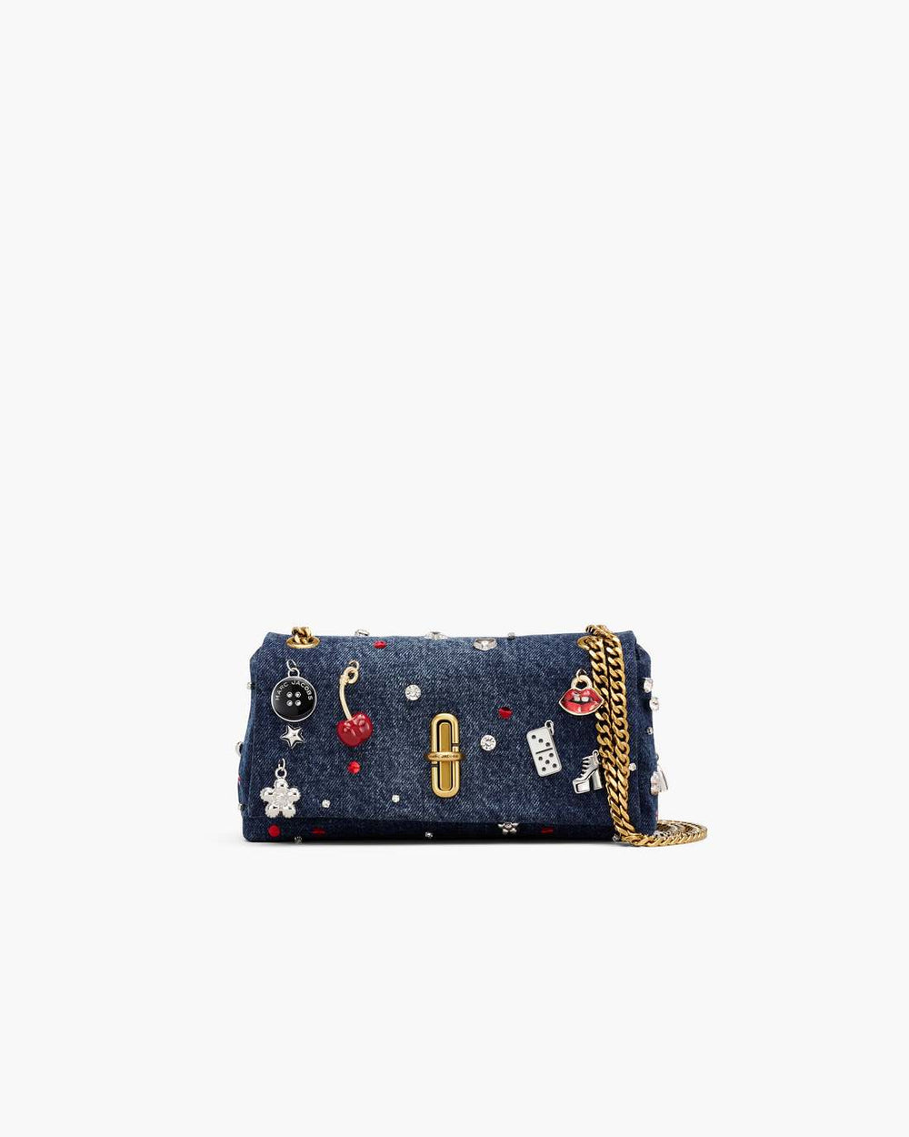 The Trinket Charm Denim Dual Chain Mini Bag Medium Wash Multi