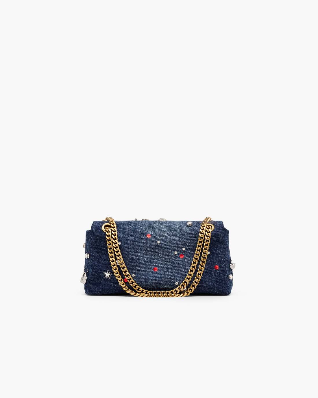 The Trinket Charm Denim Dual Chain Mini Bag Medium Wash Multi