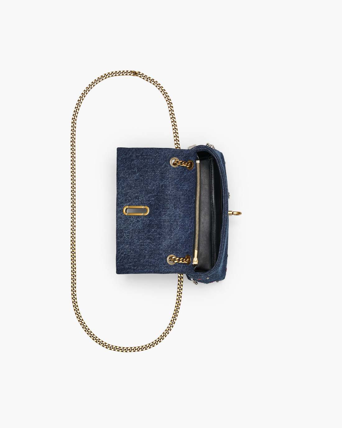 The Trinket Charm Denim Dual Chain Mini Bag Medium Wash Multi
