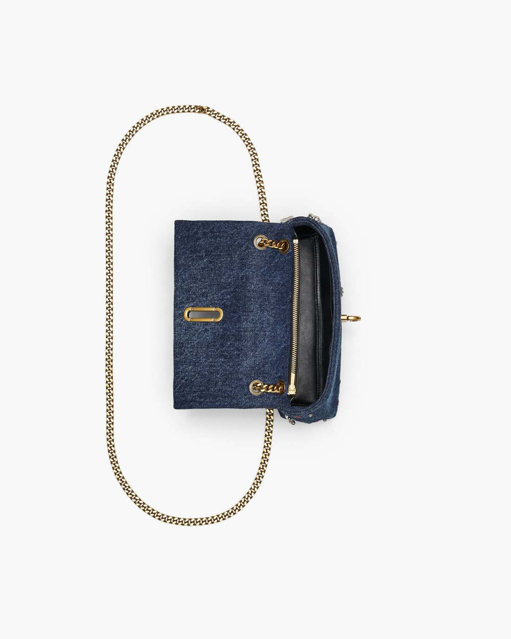 The Trinket Charm Denim Dual Chain Mini Bag Medium Wash Multi