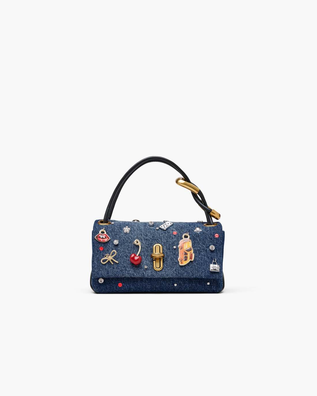 The Trinket Charm Denim Mini Dual Bag Medium Wash Multi