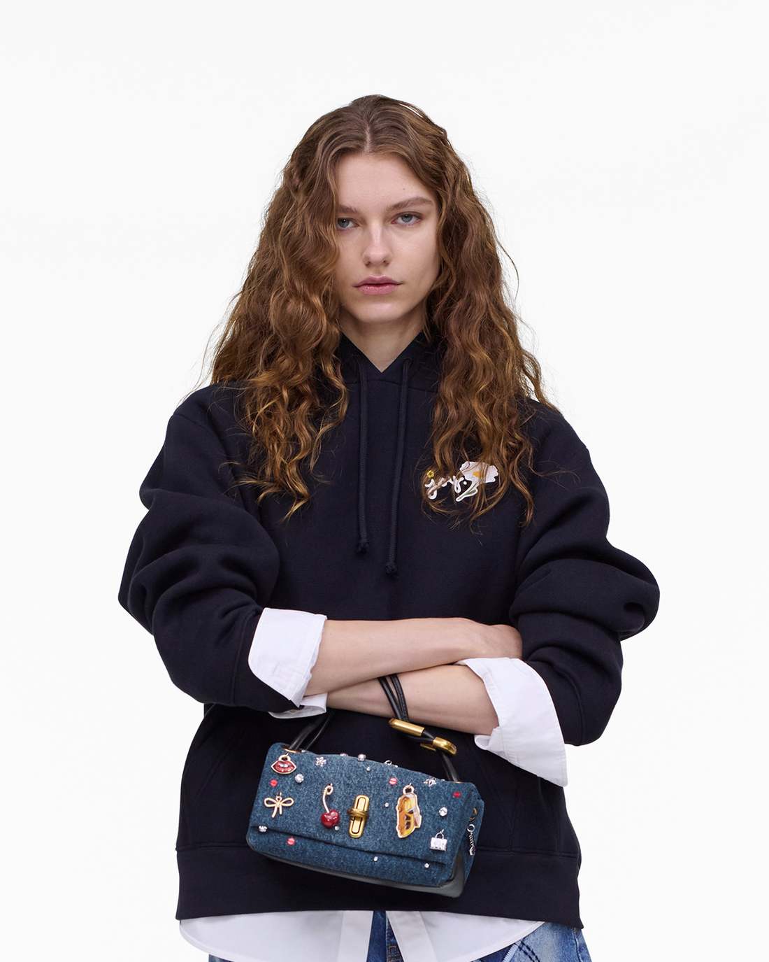 The Trinket Charm Denim Mini Dual Bag Medium Wash Multi