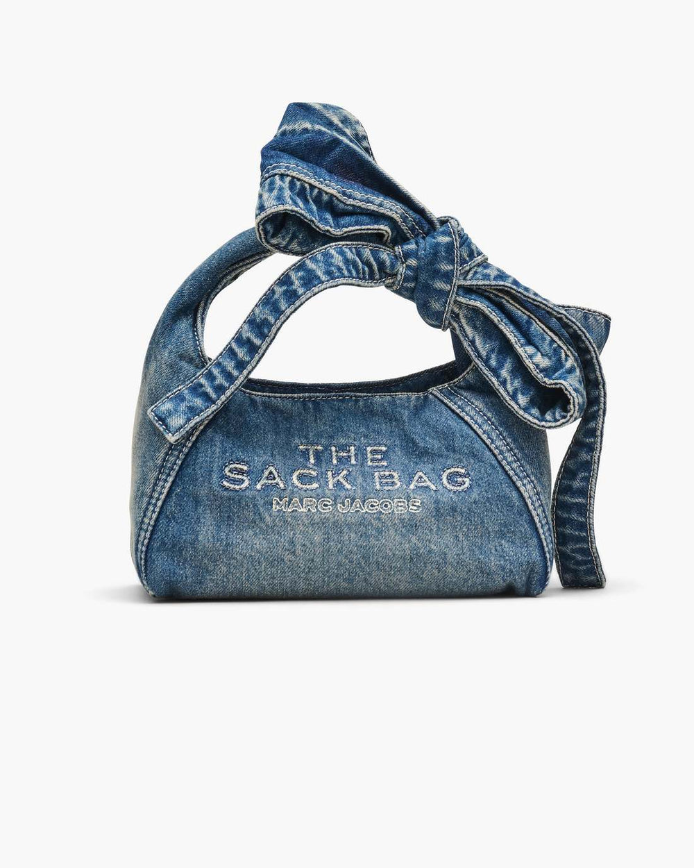 The Bow Denim Mini Sack Bag Medium Wash Indigo