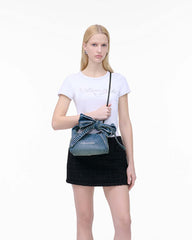 The Bow Denim Mini Sack Bag Medium Wash Indigo