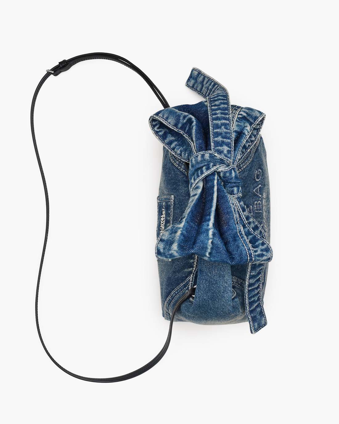 The Bow Denim Mini Sack Bag Medium Wash Indigo