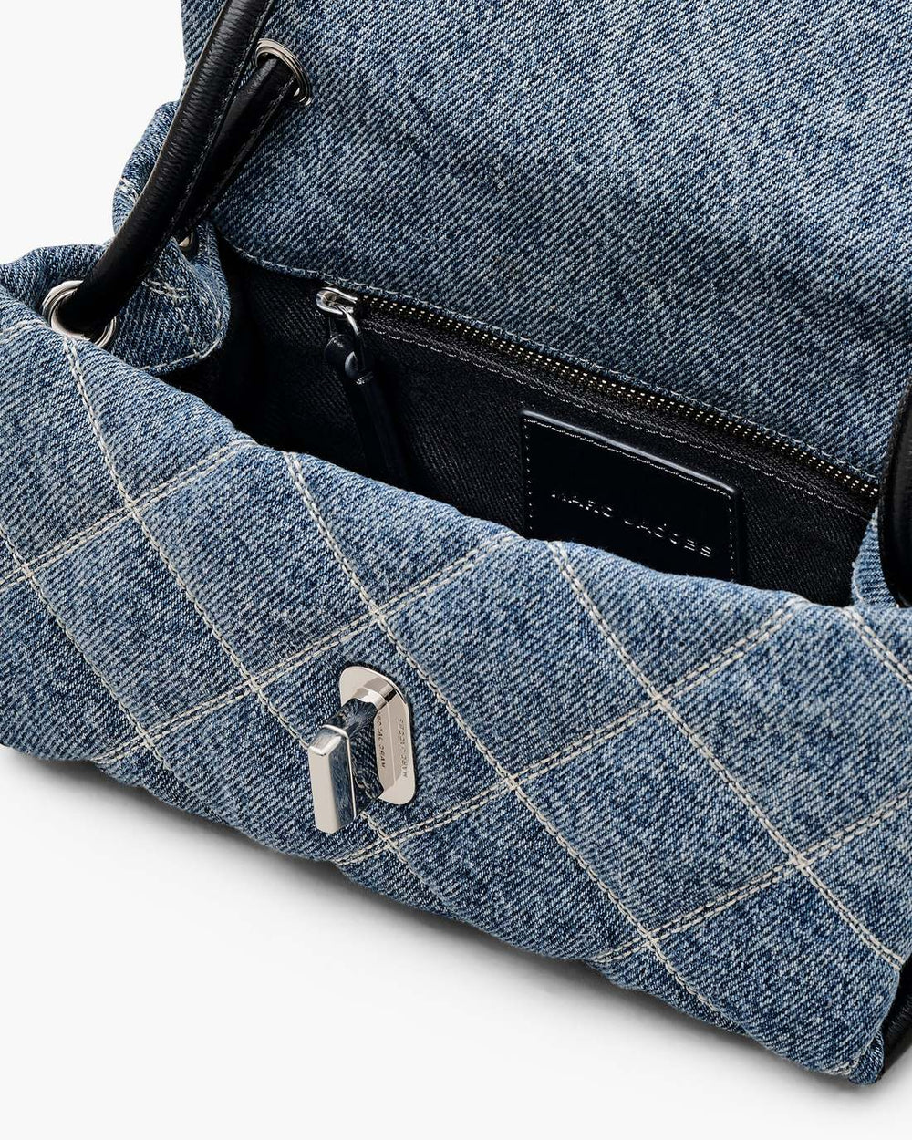 The Quilted Denim Mini Dual Shoulder Bag Light Wash Indigo