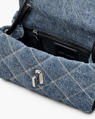 The Quilted Denim Mini Dual Shoulder Bag Light Wash Indigo