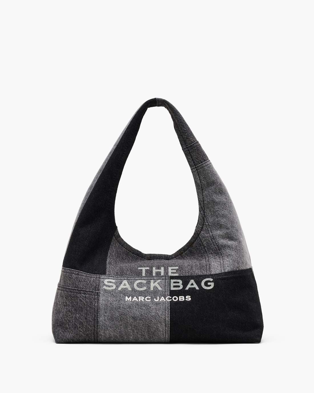 The Patchwork Denim Sack Bag Black Denim
