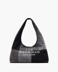 The Patchwork Denim Sack Bag Black Denim