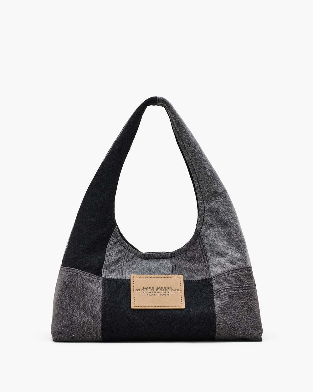 The Patchwork Denim Sack Bag Black Denim