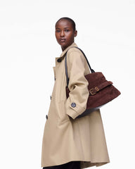 The Suede Dakota Satchel Dark Brown