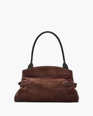 The Suede Dakota Satchel Dark Brown