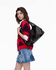The Suede Patchwork Sack Bag Black Multi