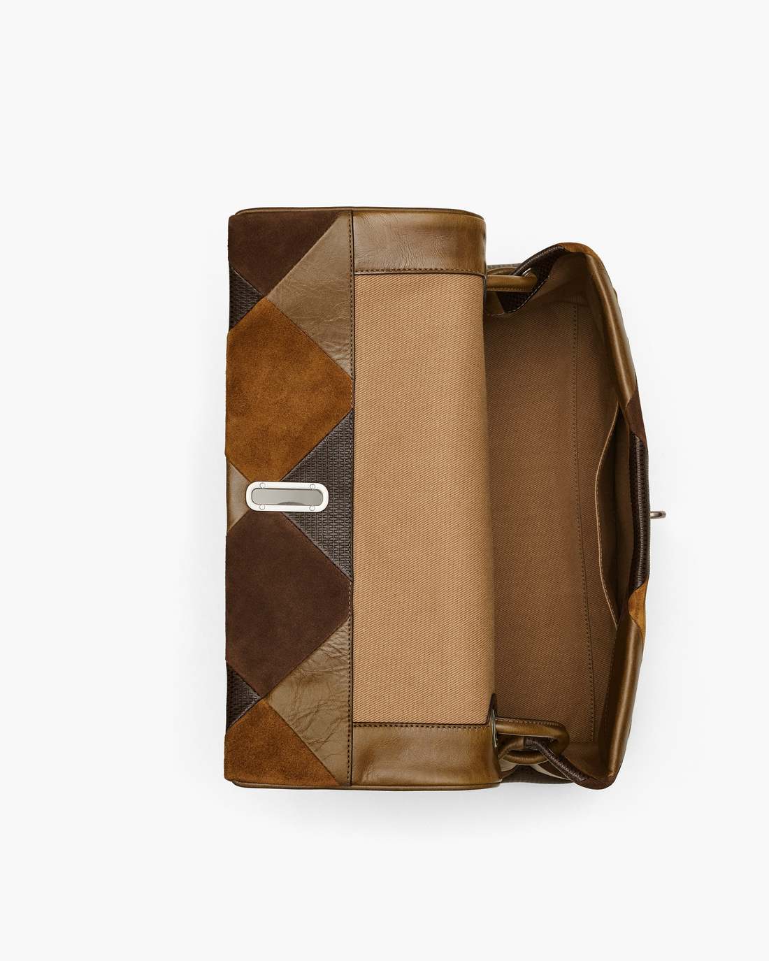 The Suede Patchwork Large Dual Bag Brown Multi