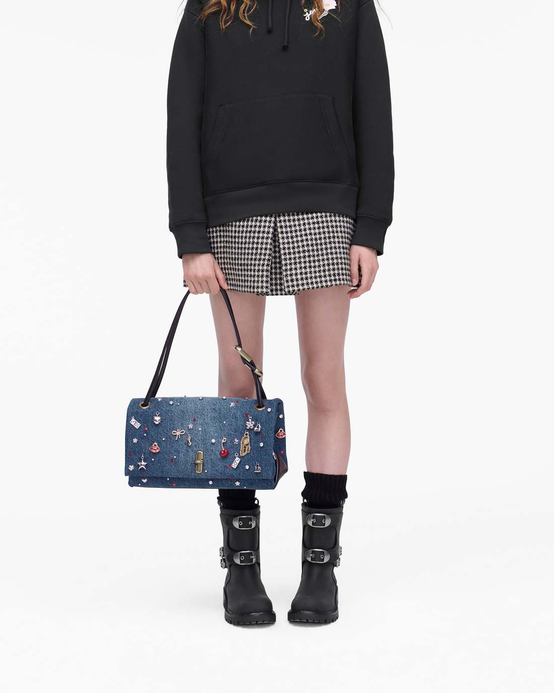 The Trinket Charm Denim Large Dual Bag Medium Wash Multi