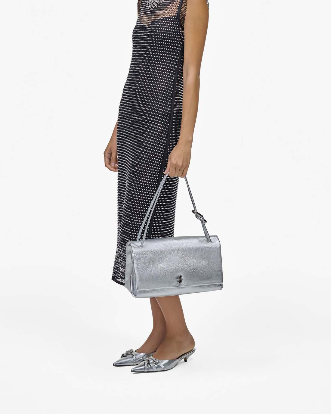The Metallic Large Dual Bag Silver