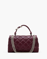 The Quilted Dual Convertible Shoulder Bag Dark Plum