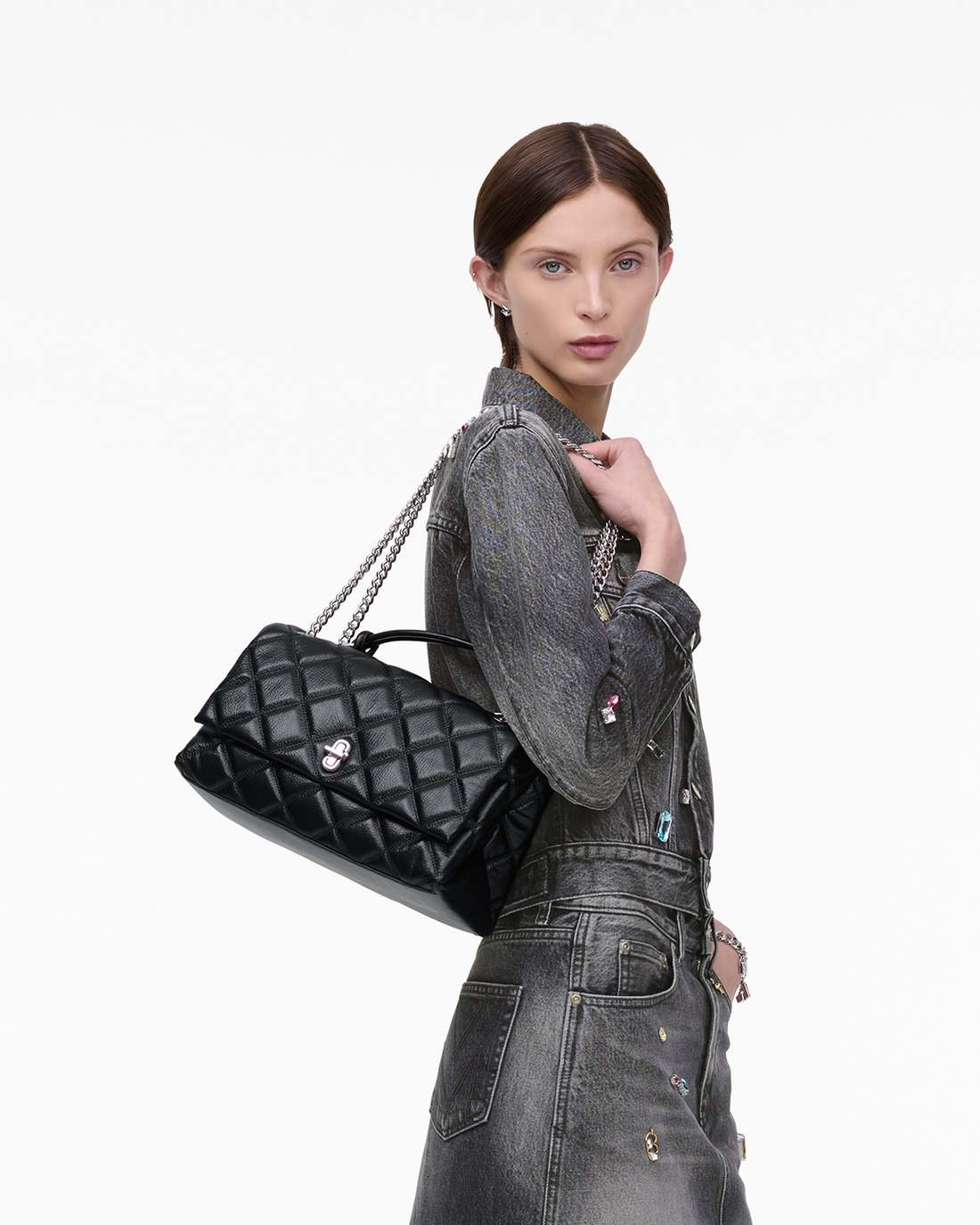 The Quilted Dual Convertible Shoulder Bag Black