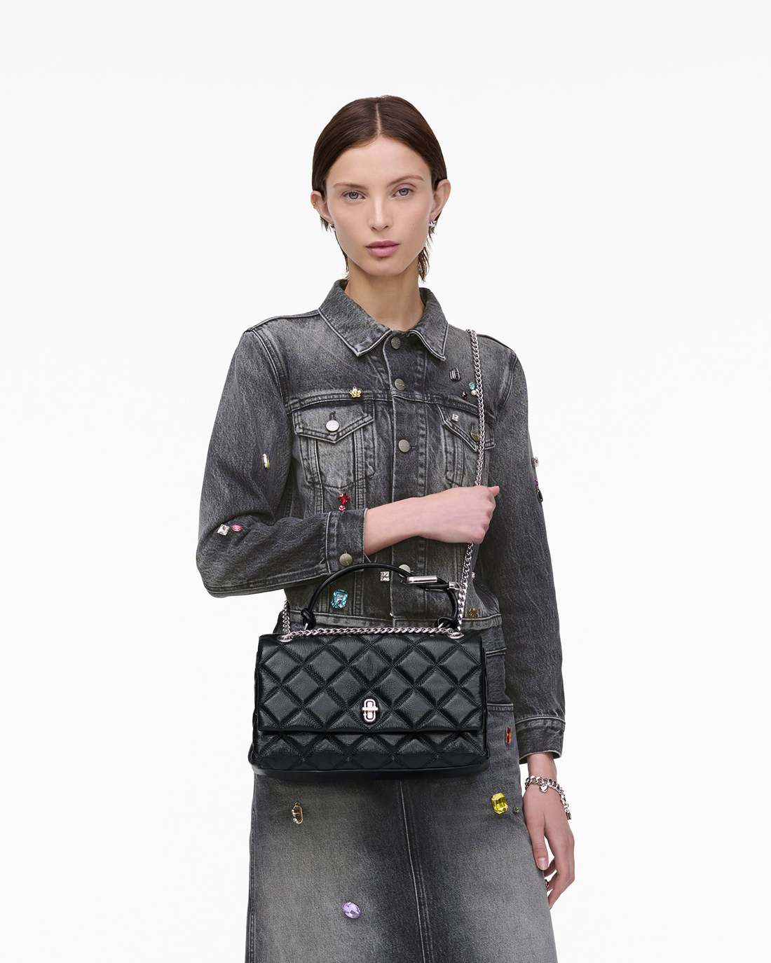 The Quilted Dual Convertible Shoulder Bag Black