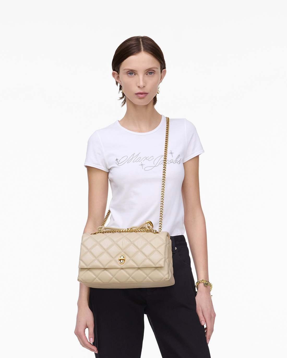 The Quilted Dual Convertible Shoulder Bag Cloud White