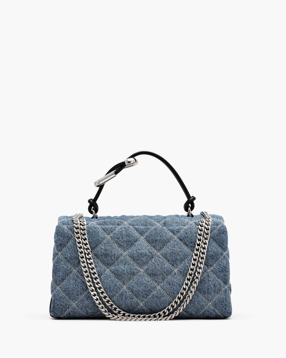 The Quilted Denim Dual Convertible Shoulder Bag Light Wash Indigo