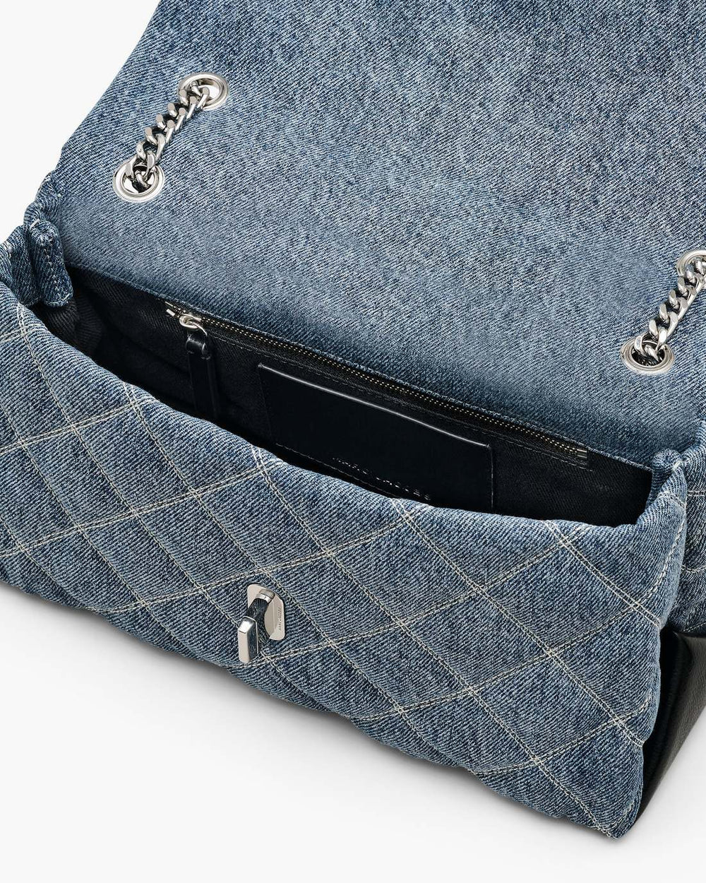 The Quilted Denim Dual Convertible Shoulder Bag Light Wash Indigo
