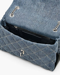 The Quilted Denim Dual Convertible Shoulder Bag Light Wash Indigo
