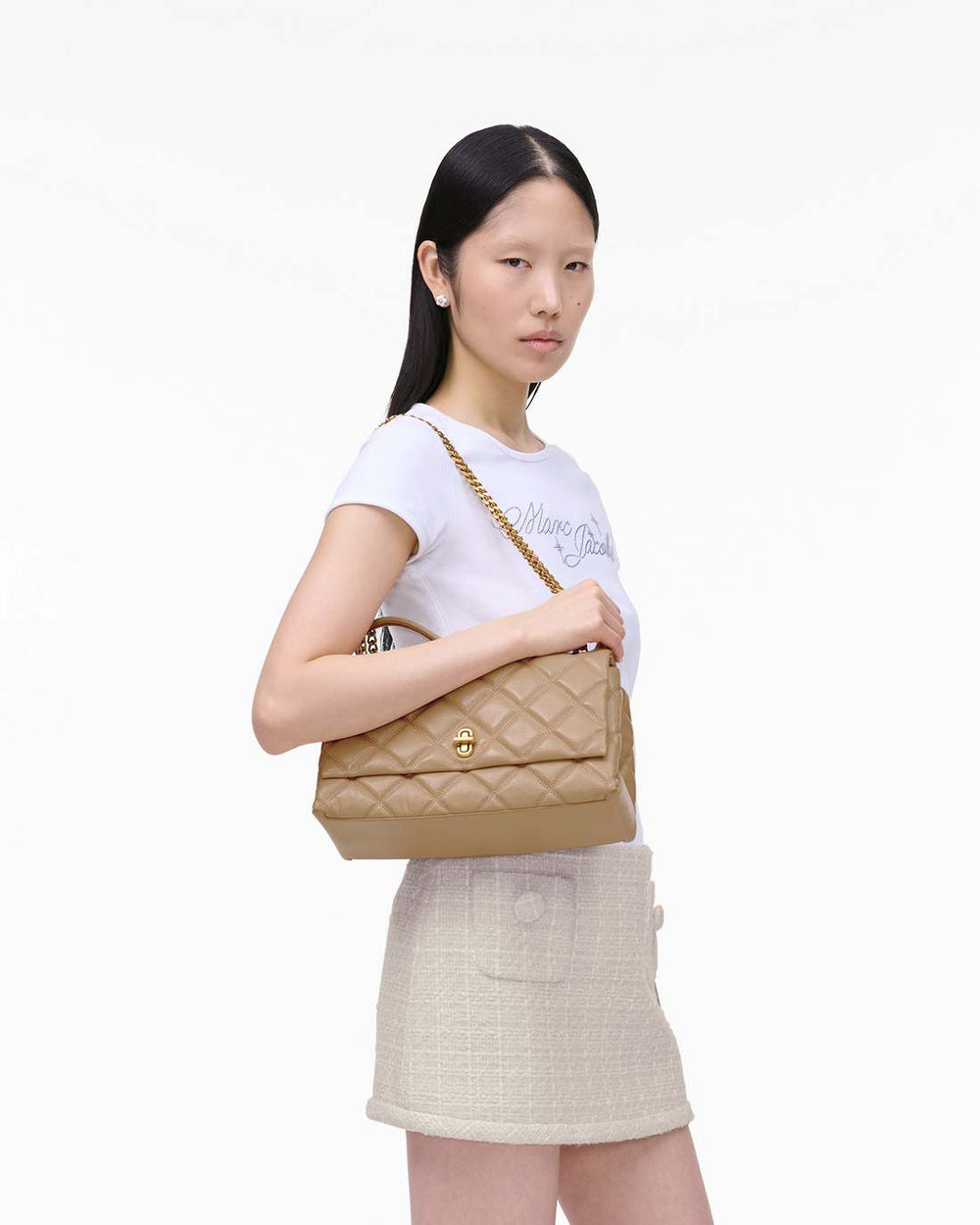 The Quilted Dual Convertible Shoulder Bag Camel