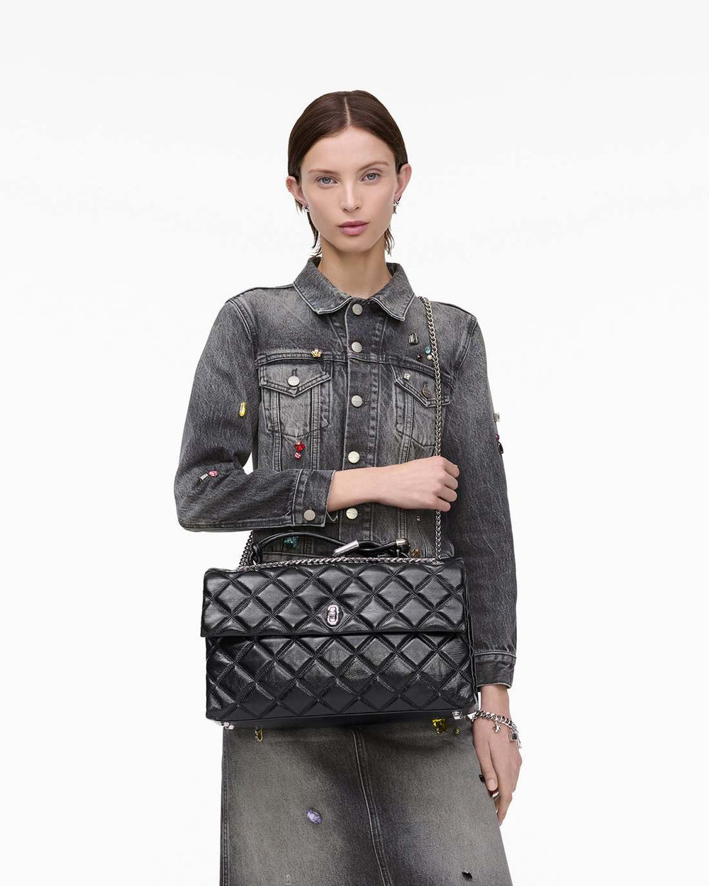 The Quilted XL Dual Convertible Shoulder Bag Black