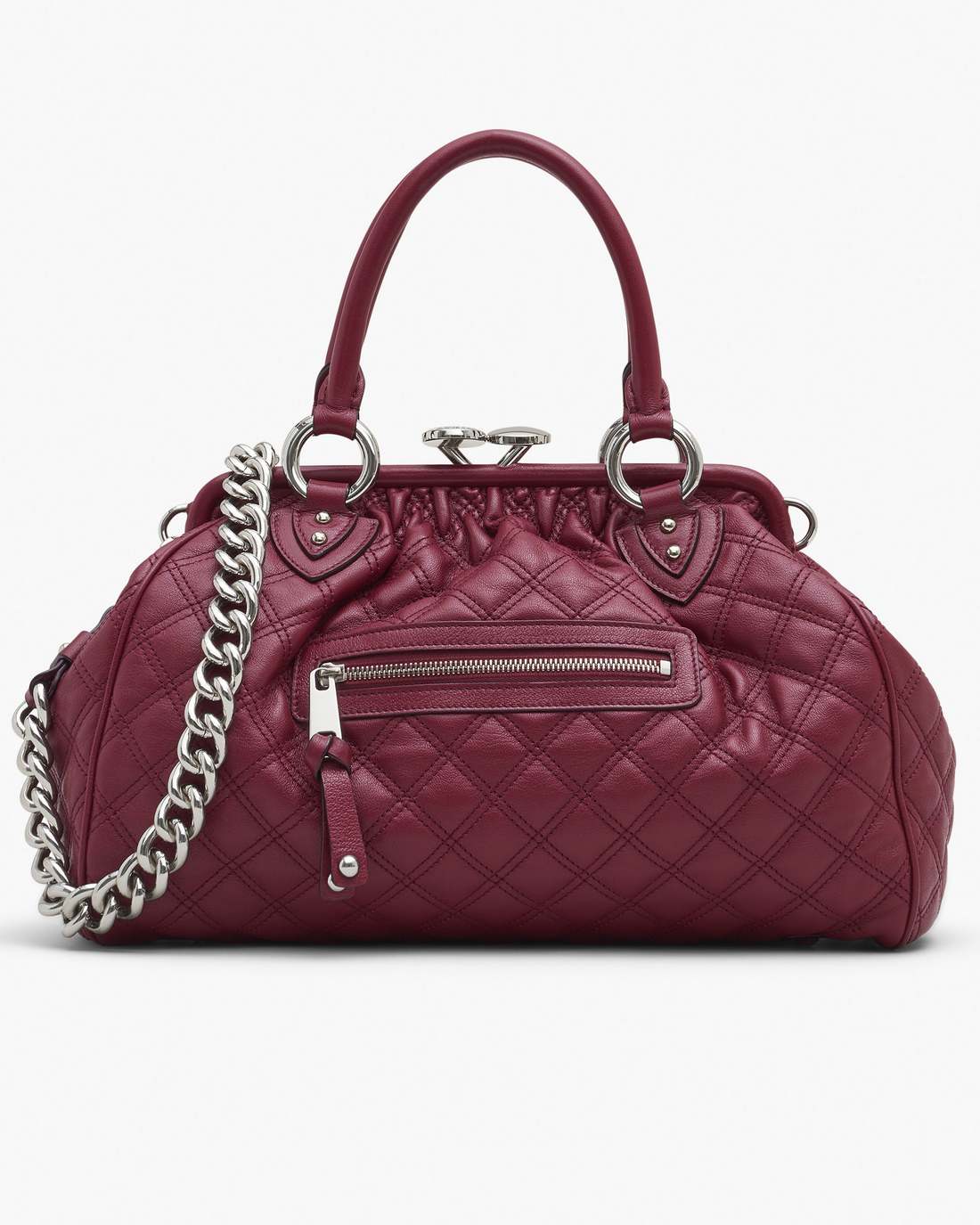 Re-Edition Quilted Leather Stam Bag Cherry