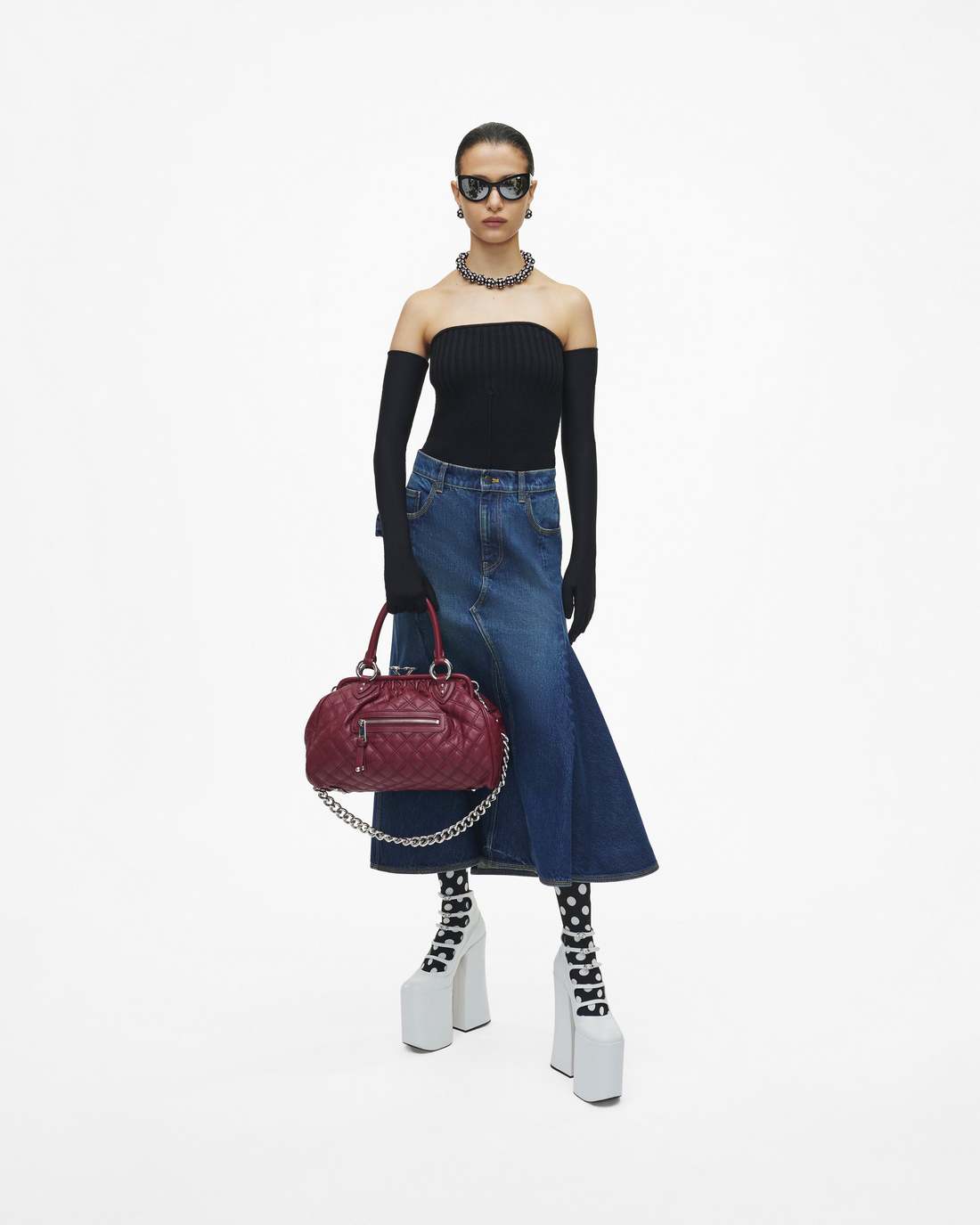 Re-Edition Quilted Leather Stam Bag Cherry