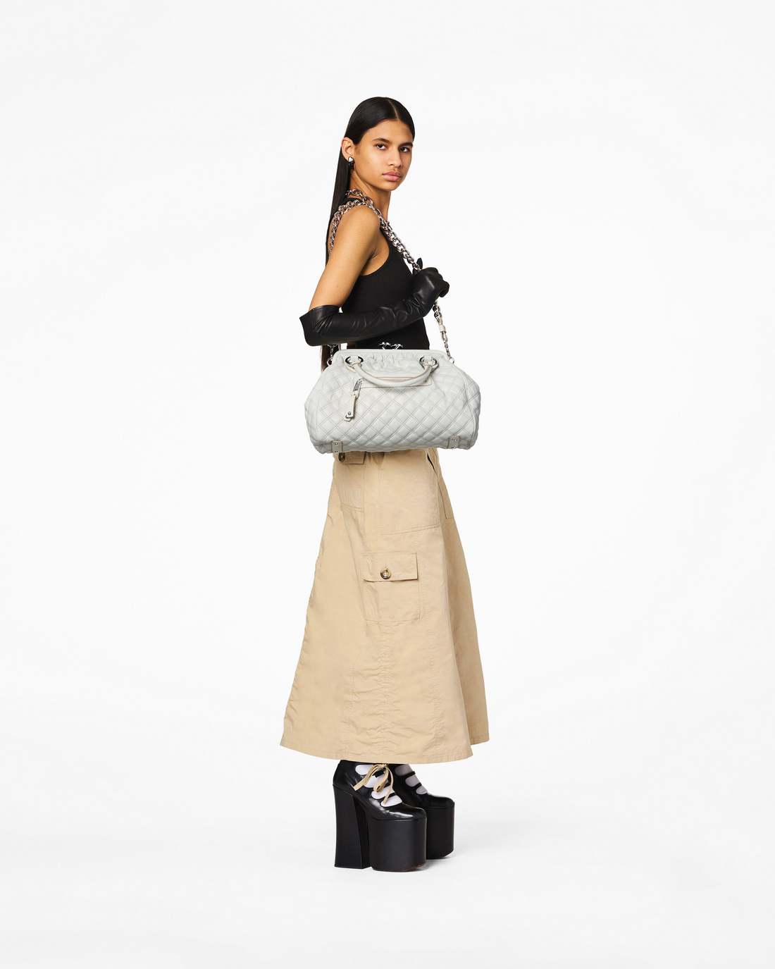Re-Edition Quilted Leather Stam Bag Cloud White