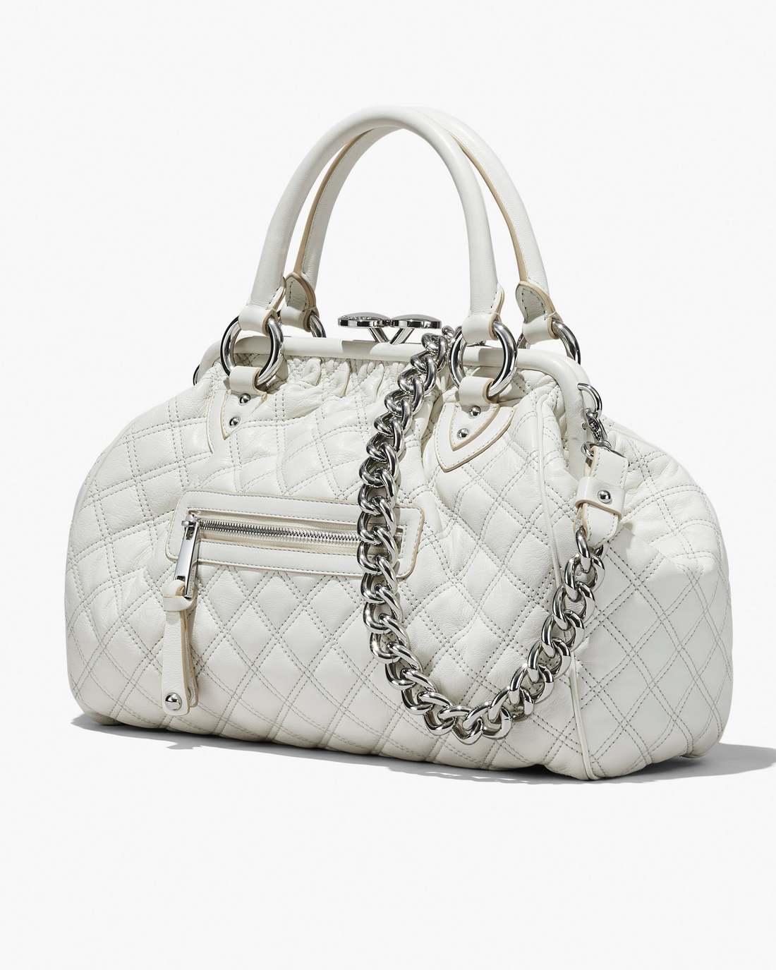 Re-Edition Quilted Leather Stam Bag Cloud White