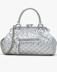 Re-Edition Quilted Metallic Leather Stam Bag Silver